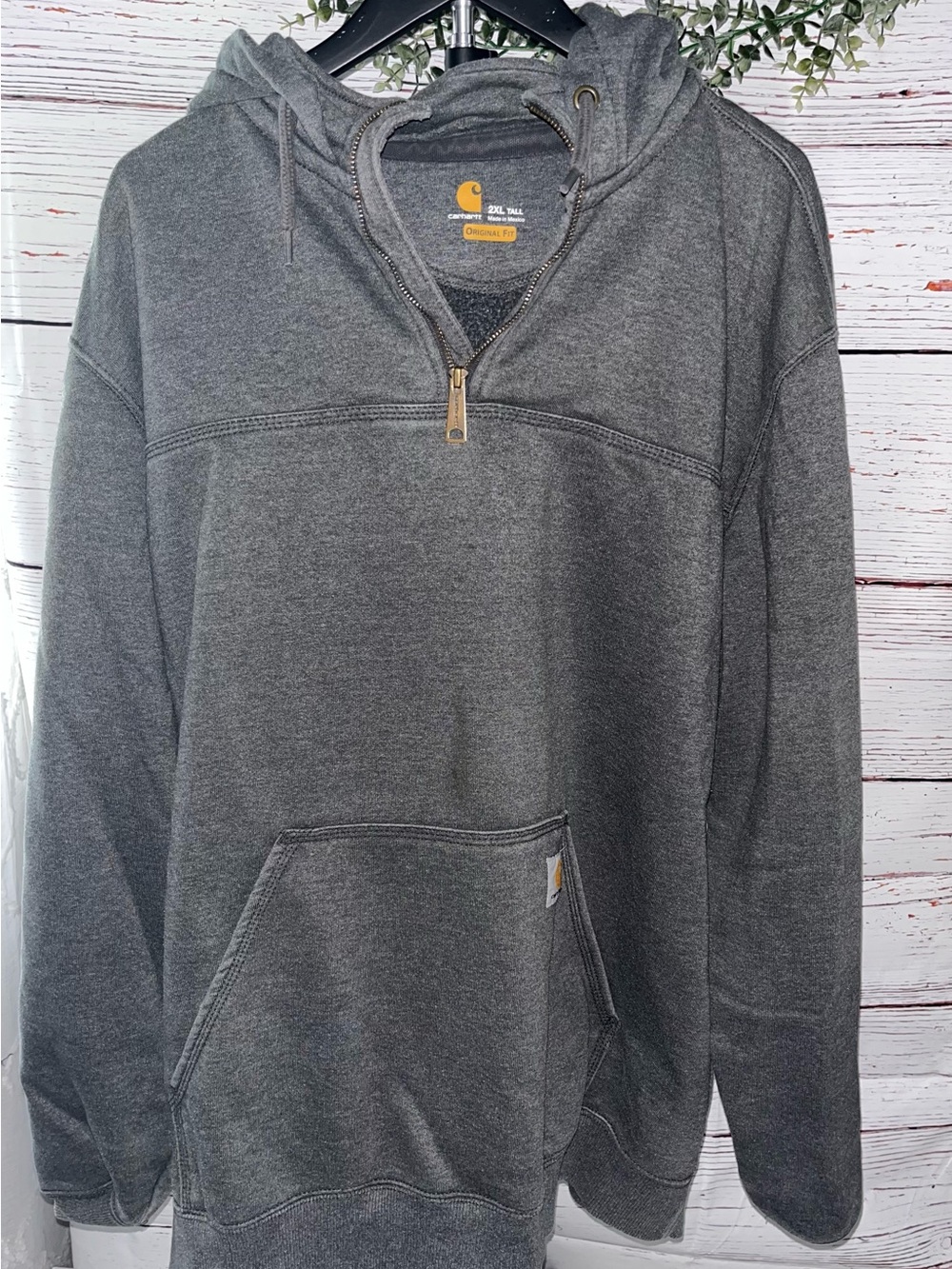Carhartt Charcoal Gray Hooded Quarter-Zip Pullover